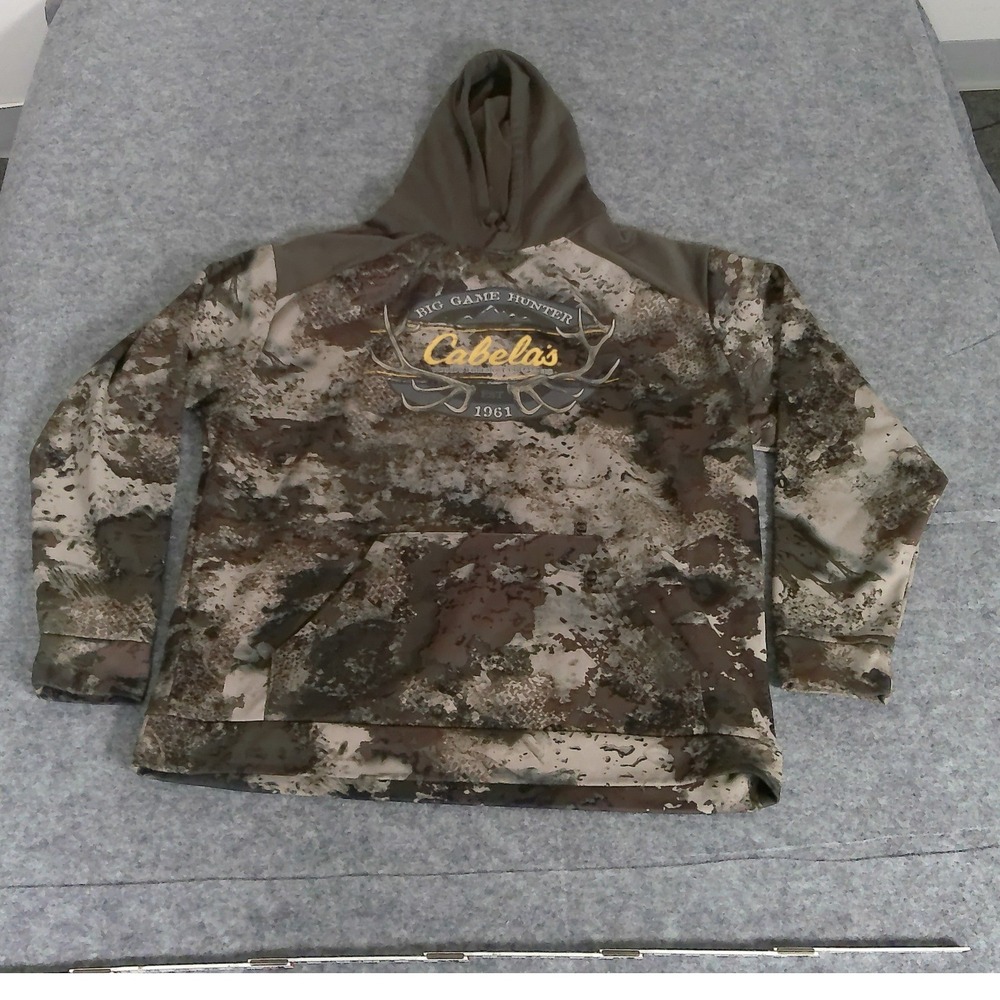Cabelas Big Game Hunter Hoodie O2 Octane Camo Mens XL Fleece Lined Sweatshirt